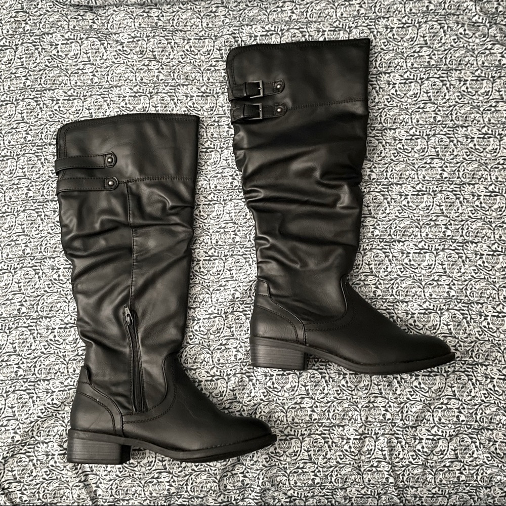 NWOT Apt 9 Black Faux Leather Knee Boots